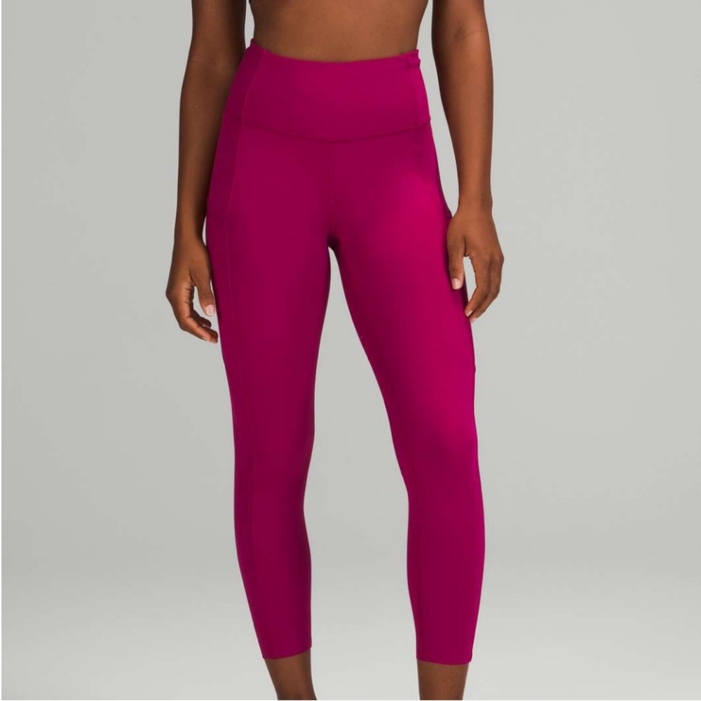 Lululemon Fast and Free High-Rise Crop 23” 5 Pockets; Size 8; Wild Berry
